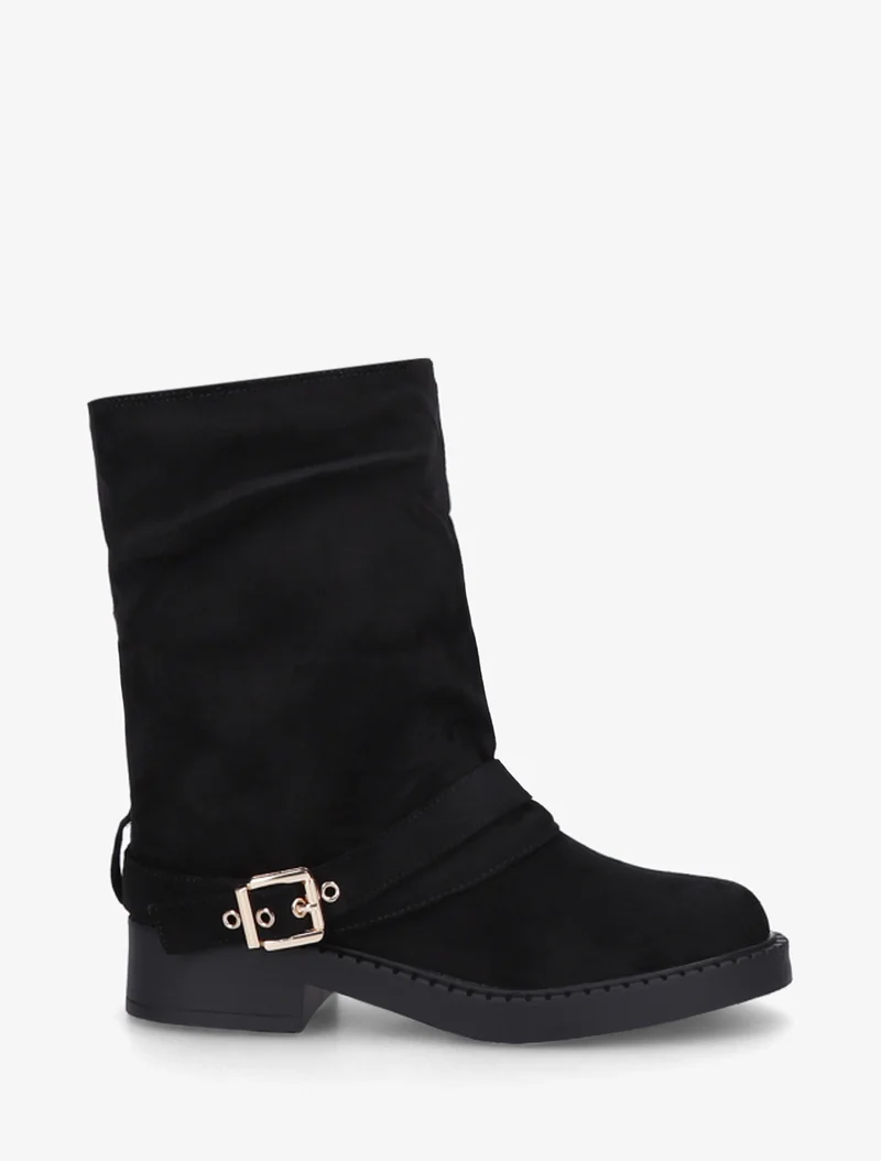 Bottines renversées en suédine - Noir