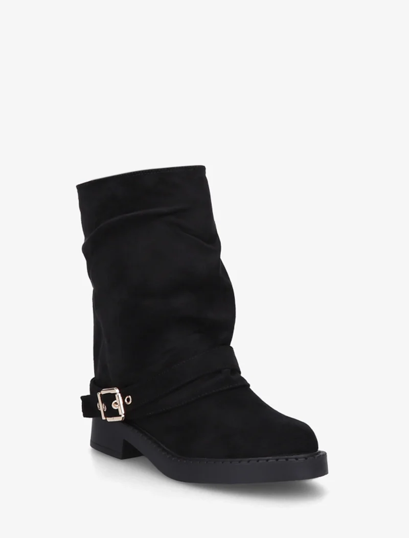 Bottines renversées en suédine - Noir