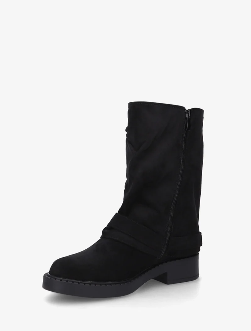Bottines renversées en suédine - Noir