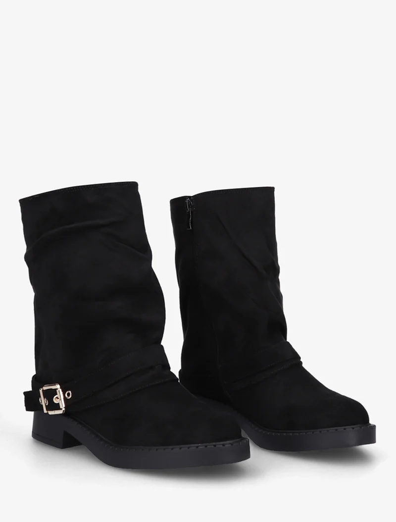 Bottines renversées en suédine - Noir