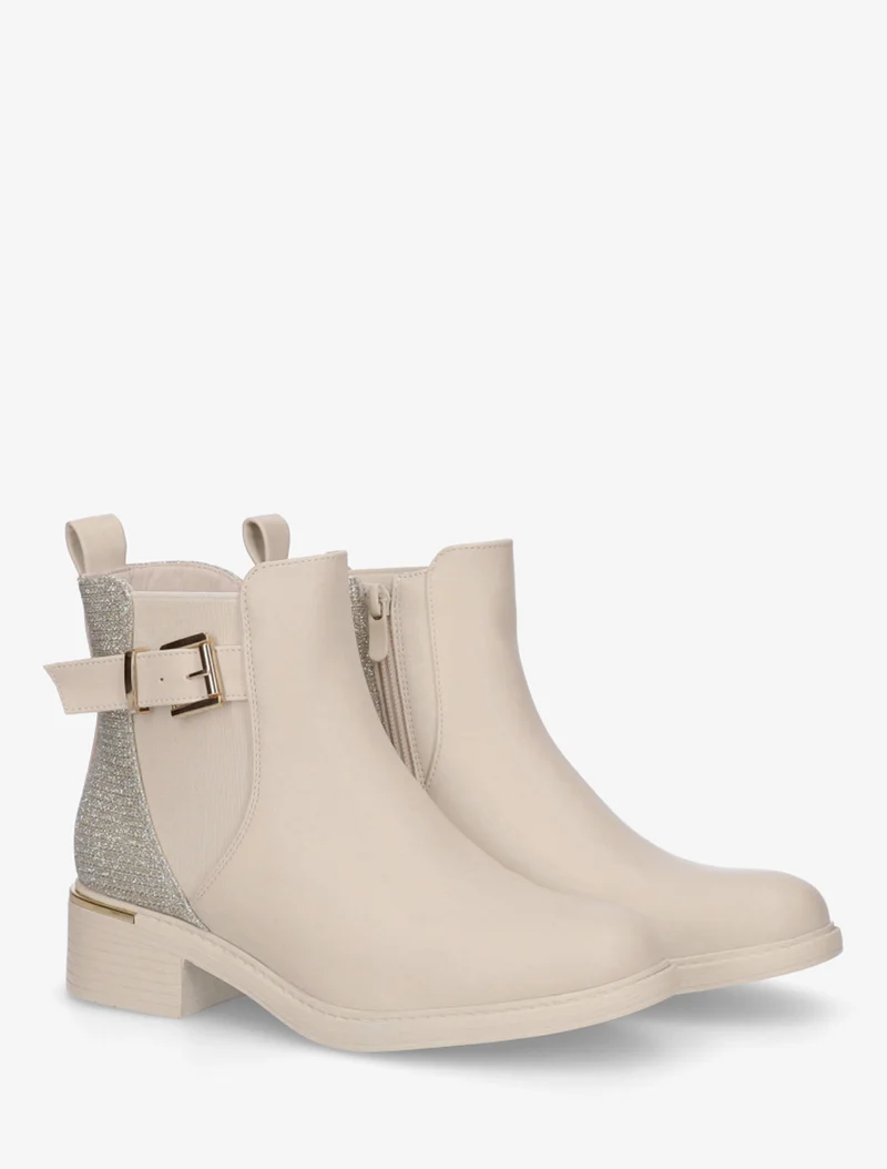 Bottines élastiquées à contrefort irisé - Beige