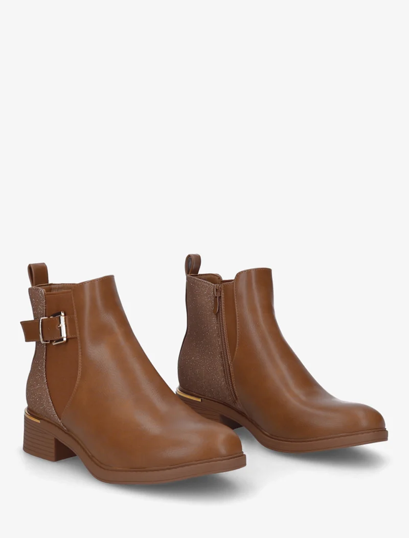 Bottines élastiquées à contrefort irisé - Camel