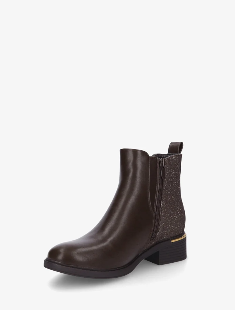 Bottines élastiquées à contrefort irisé - Marron