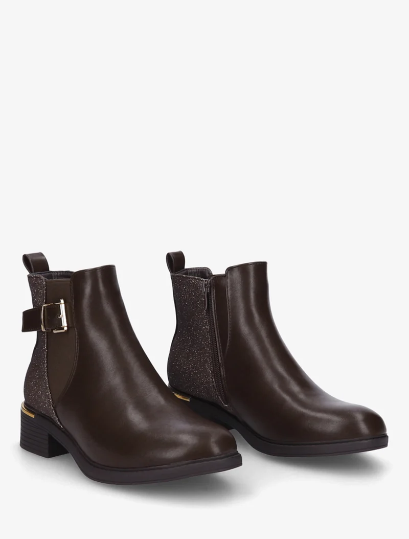 Bottines élastiquées à contrefort irisé - Marron