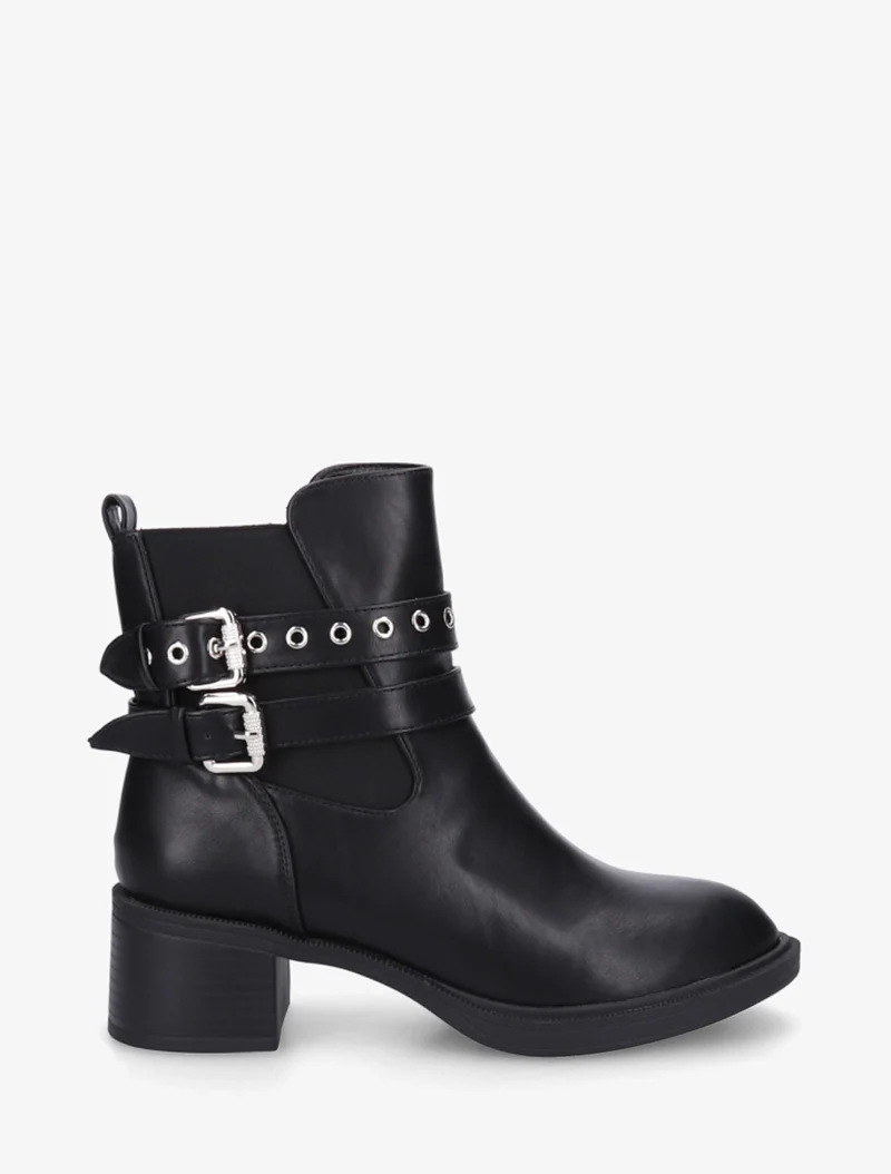 Bottines élastiquées à double sangles - Noir
