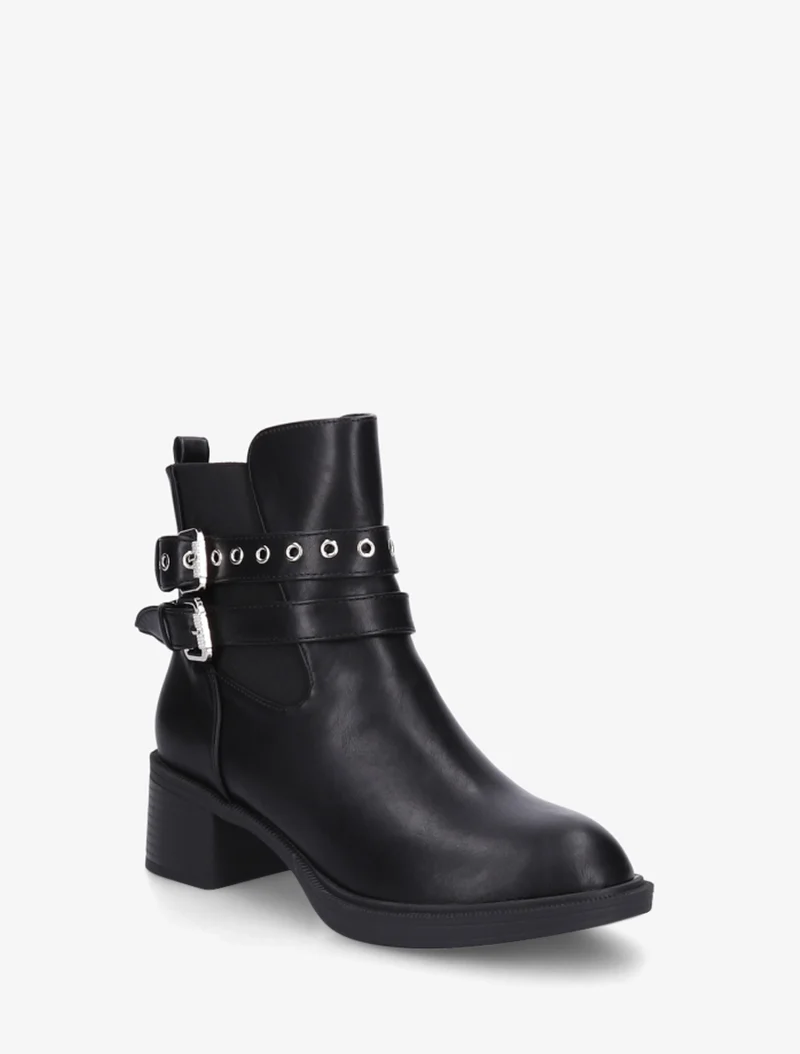 Bottines élastiquées à double sangles - Noir