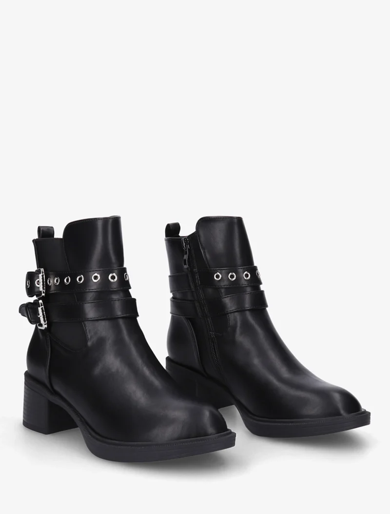 Bottines élastiquées à double sangles - Noir