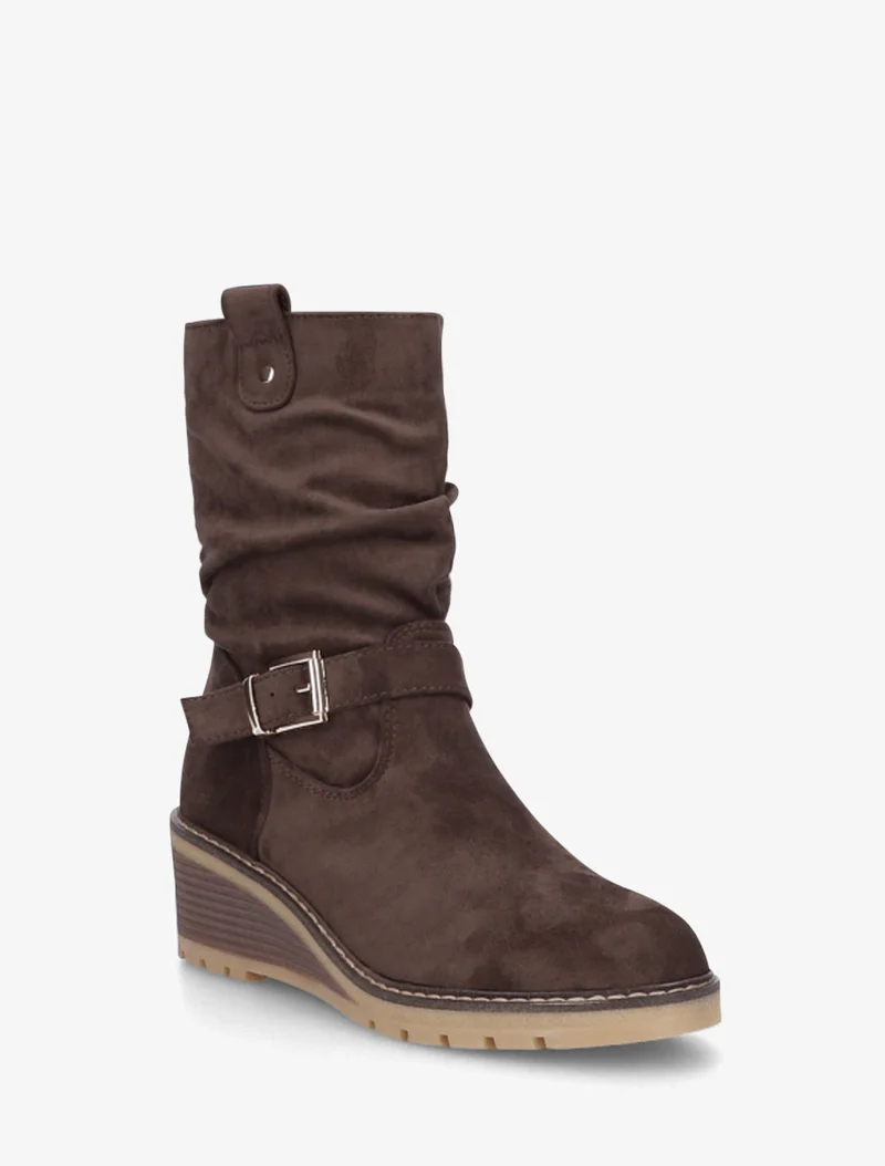 Bottines montantes compensées effet froncé - Marron