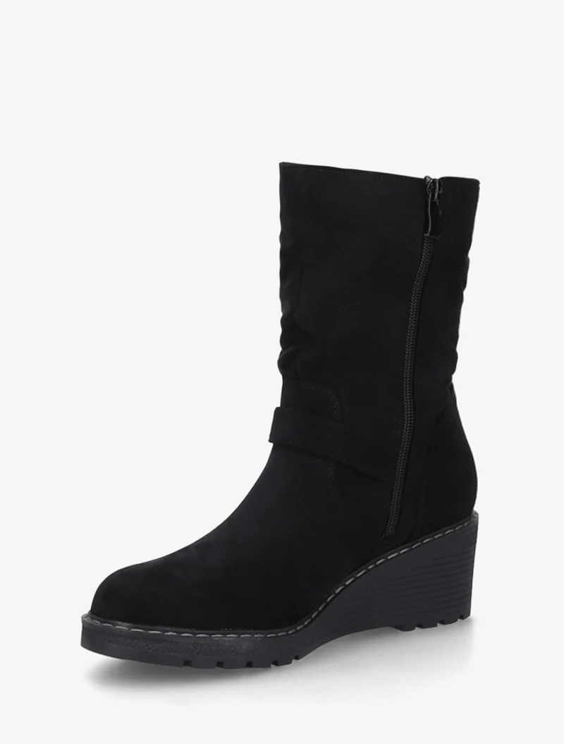 Bottines montantes compensées effet froncé - Noir