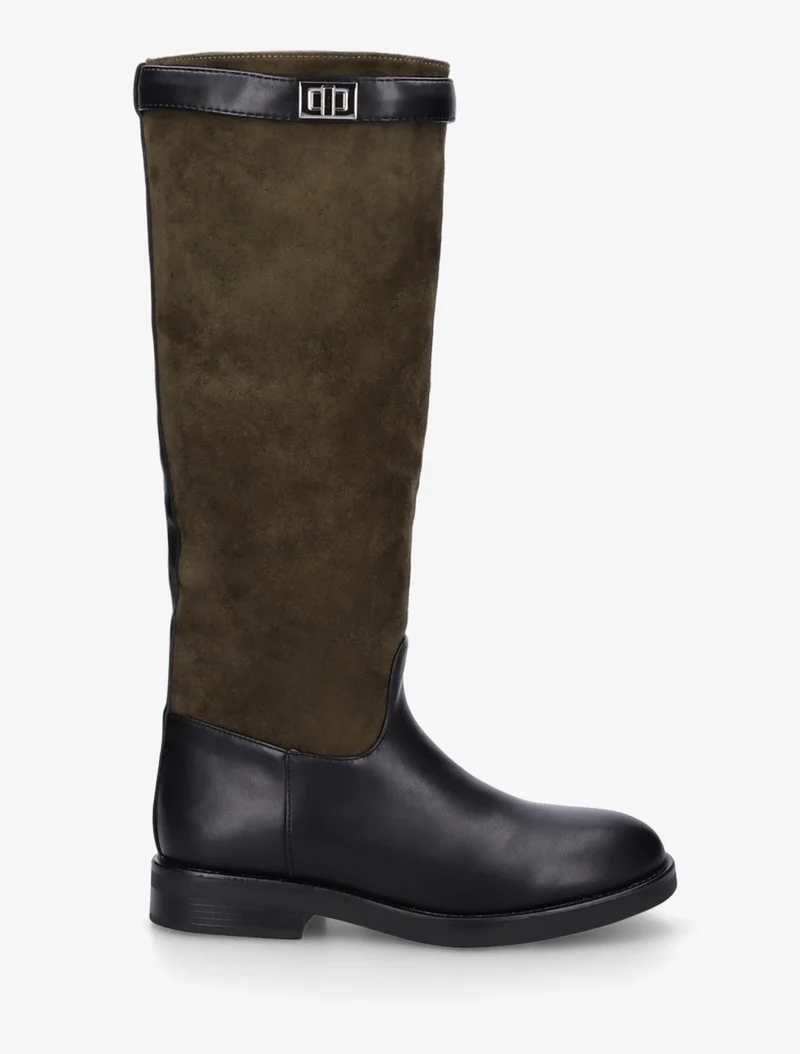Bottes en suédine et simili - Kaki