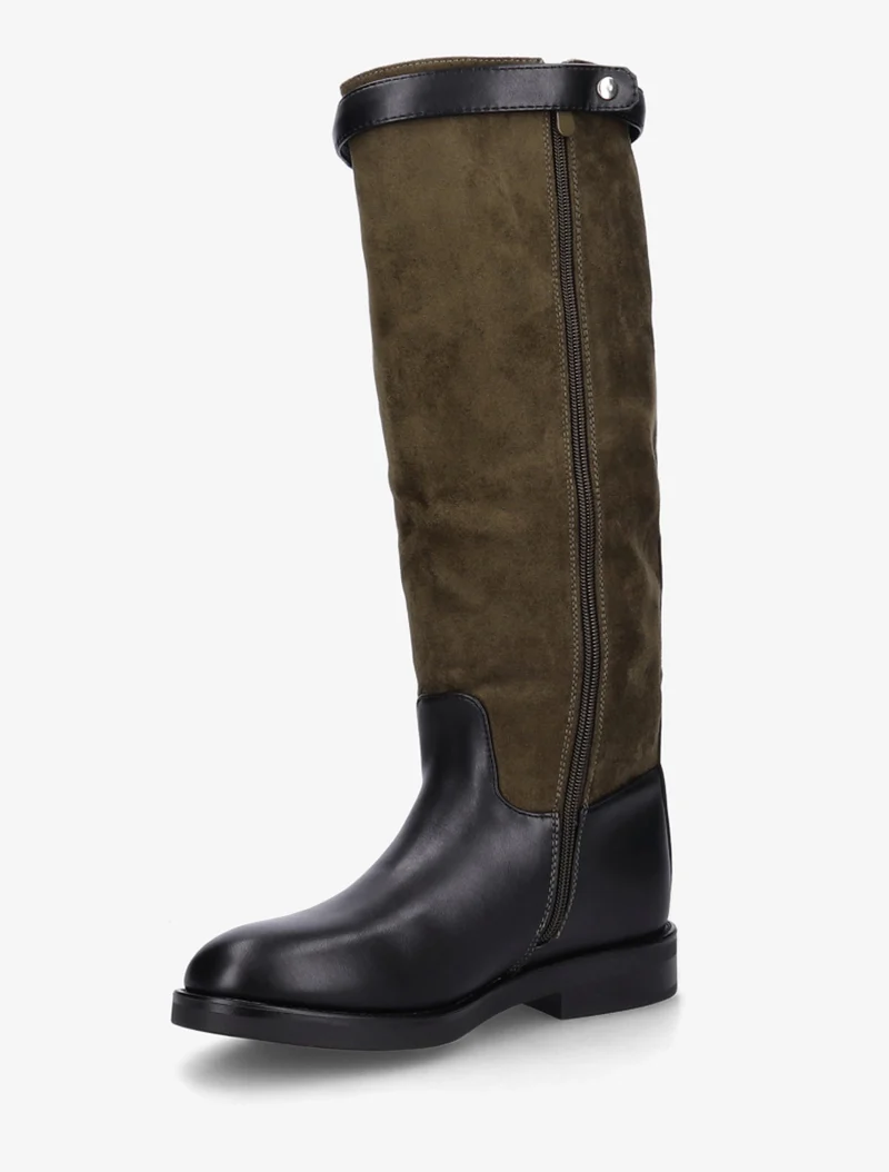Bottes en suédine et simili - Kaki