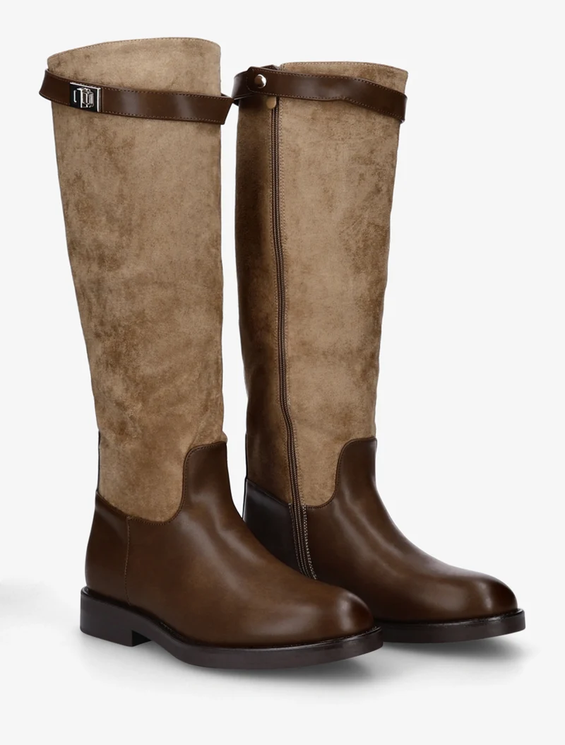 Bottes en suédine et simili - Taupe