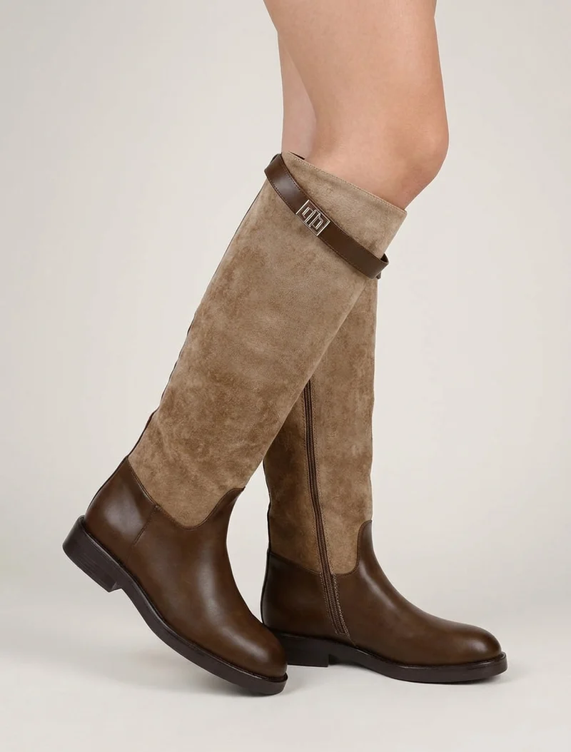 Bottes en suédine et simili - Taupe