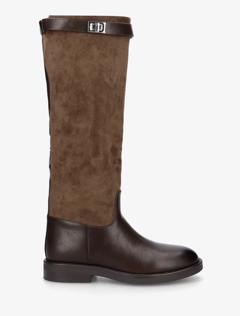 Bottes en suédine et simili - Marron