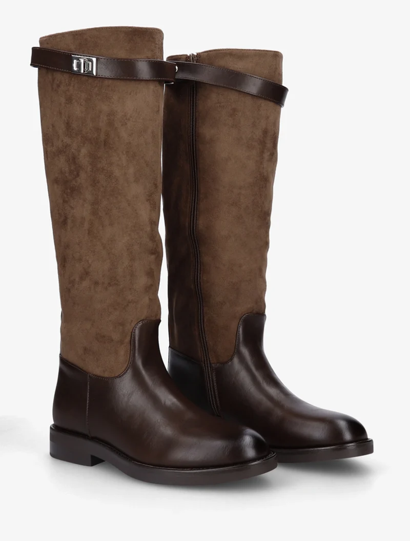 Bottes en suédine et simili - Marron