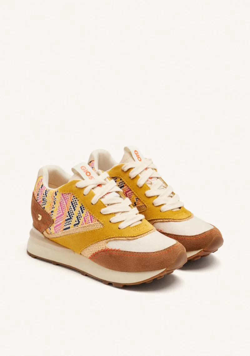 RAFFIA PRINT WEDGE LEATHER SNEAKERS MORRILL