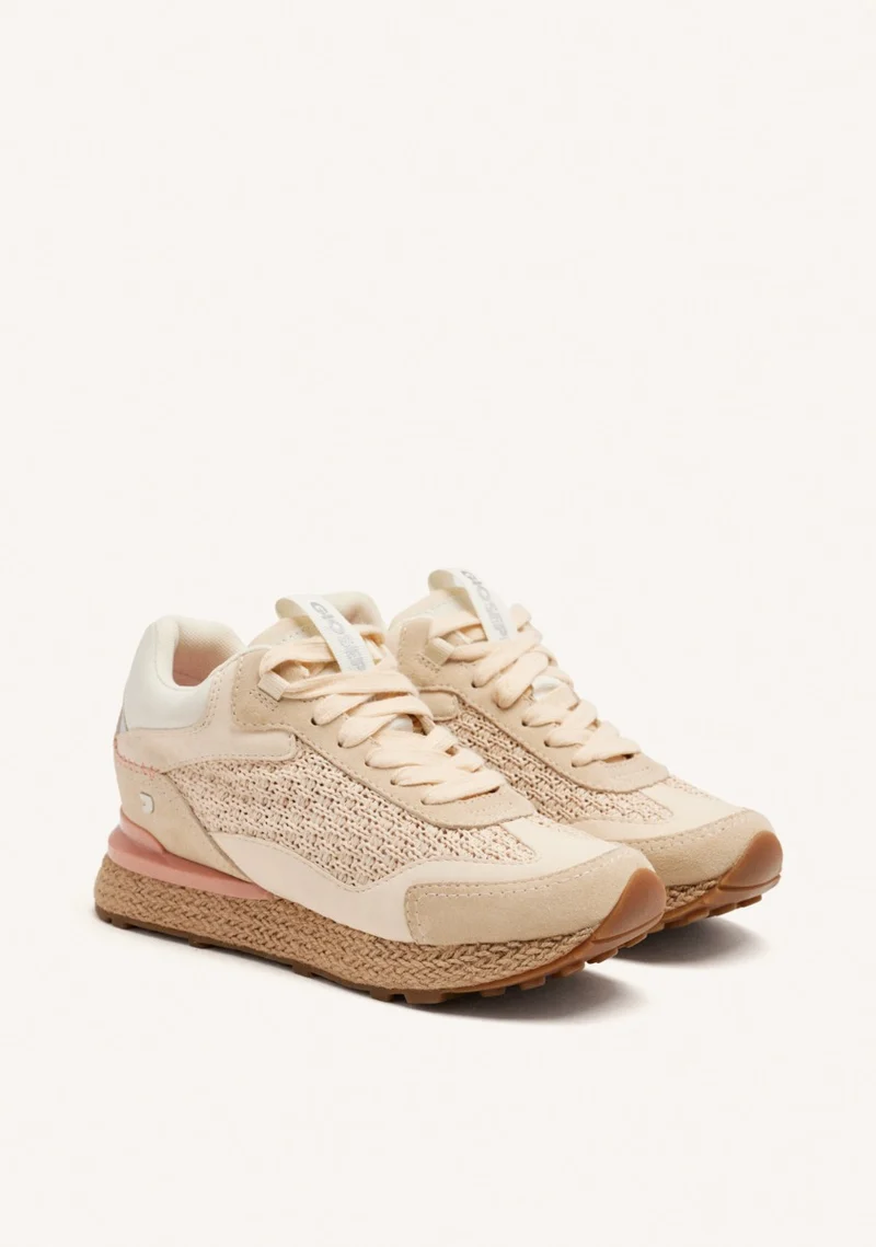 RAFFIA WEDGE LEATHER SNEAKERS HARDING