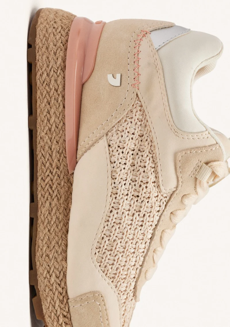 RAFFIA WEDGE LEATHER SNEAKERS HARDING