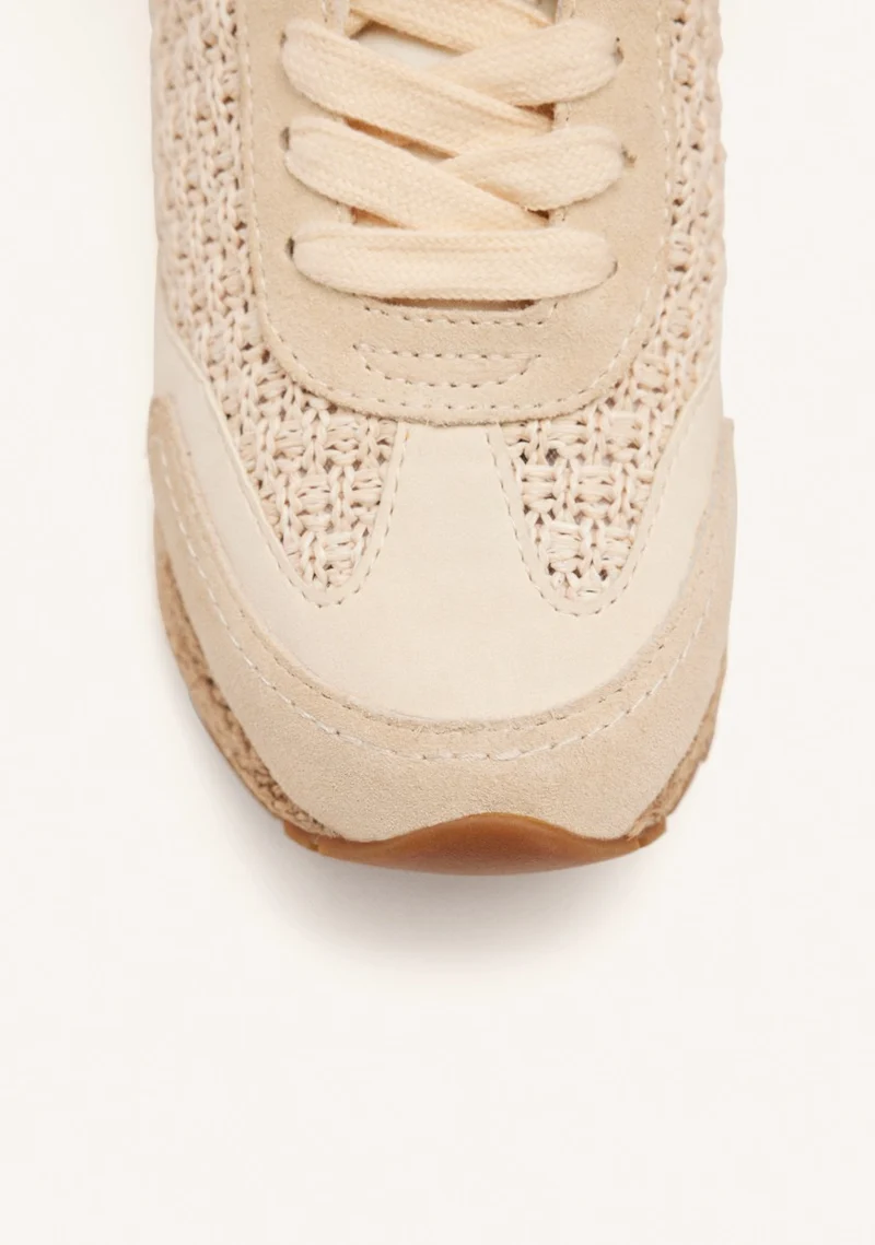 RAFFIA WEDGE LEATHER SNEAKERS HARDING