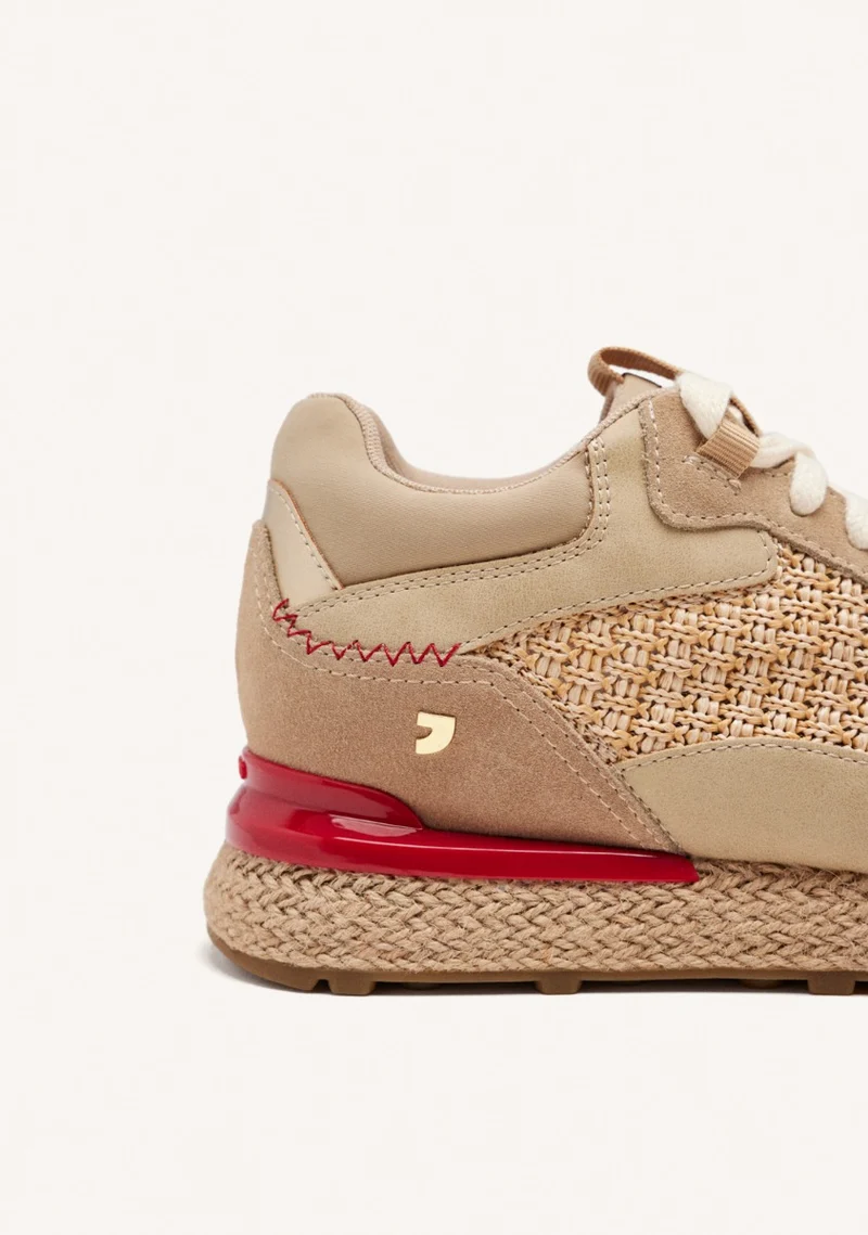 RAFFIA WEDGE LEATHER SNEAKERS HARDING