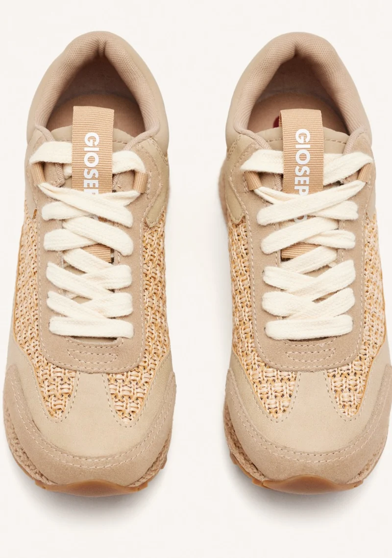 RAFFIA WEDGE LEATHER SNEAKERS HARDING