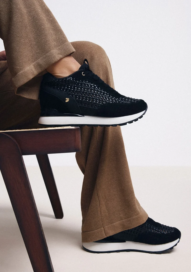 LEATHER AND MESH WEDGE SNEAKERS HIGHGATE