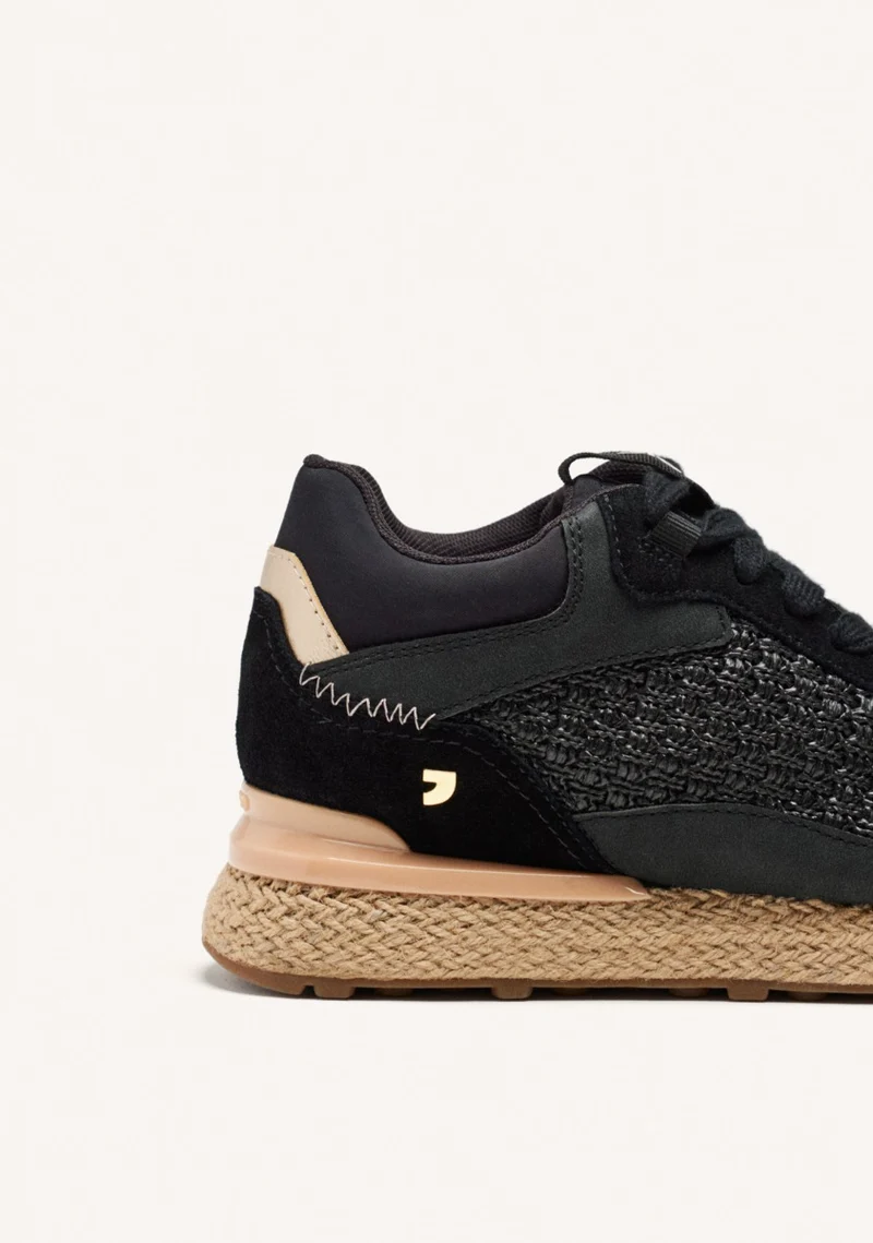 RAFFIA WEDGE LEATHER SNEAKERS HARDING