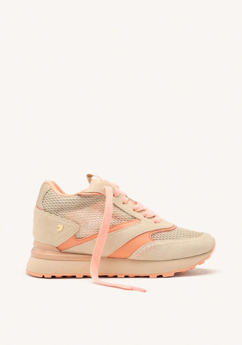 LEATHER AND MESH WEDGE SNEAKERS LARRABEE