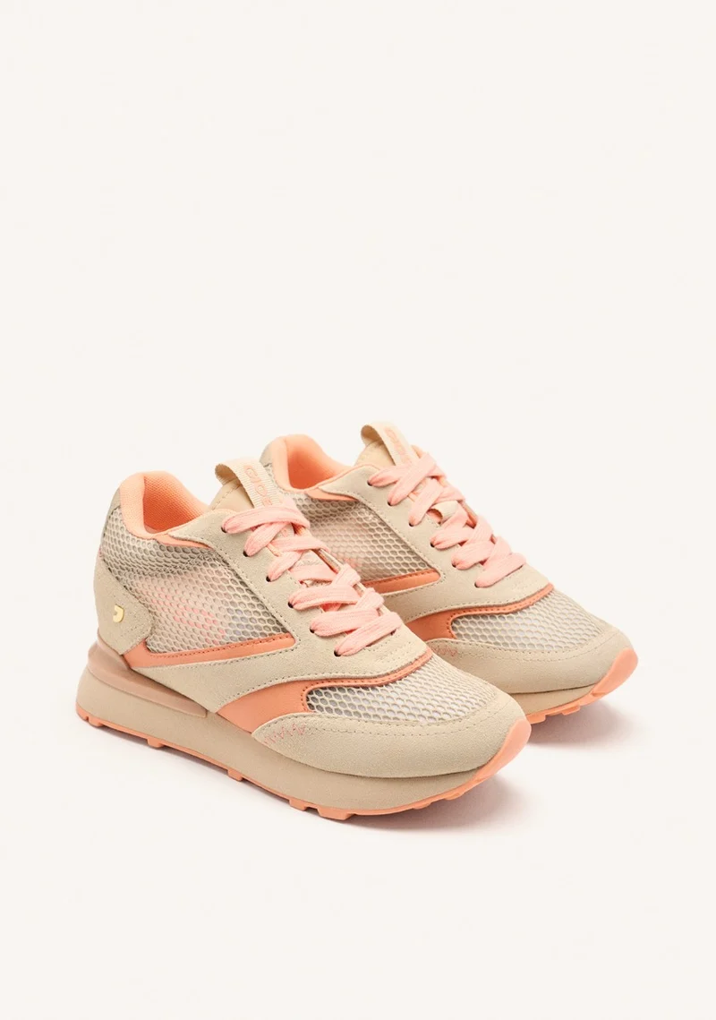 LEATHER AND MESH WEDGE SNEAKERS LARRABEE