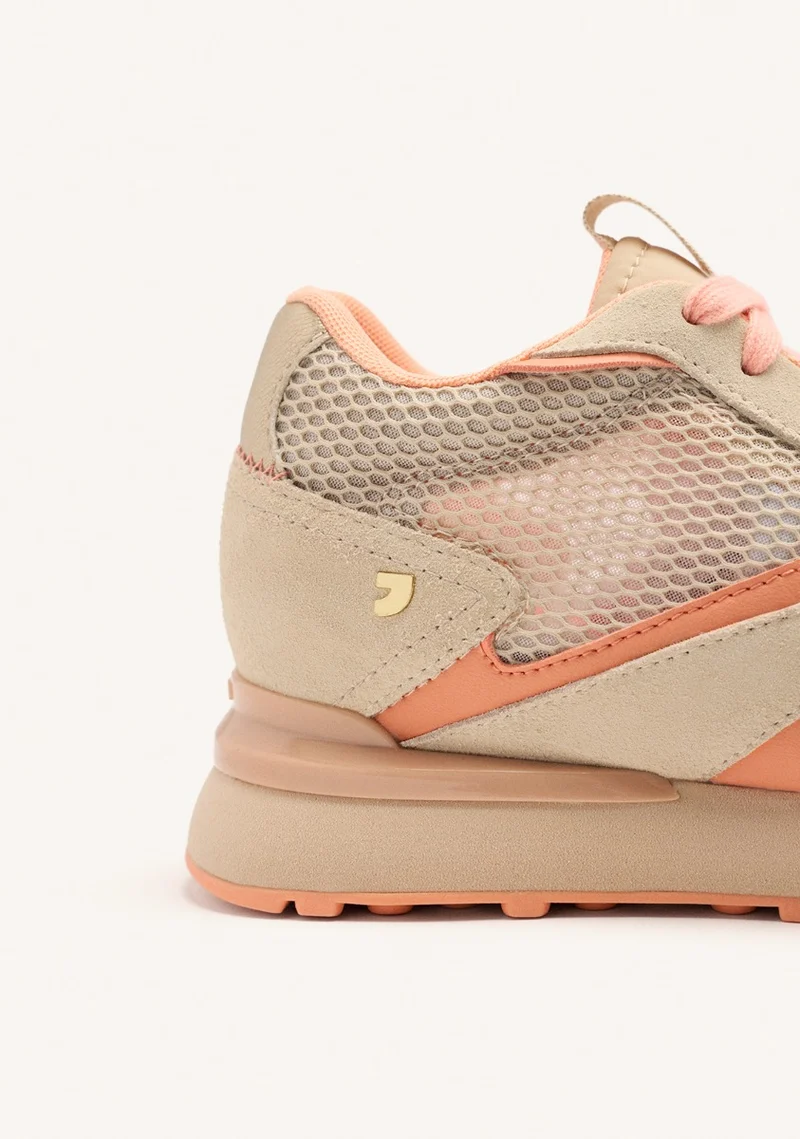 LEATHER AND MESH WEDGE SNEAKERS LARRABEE