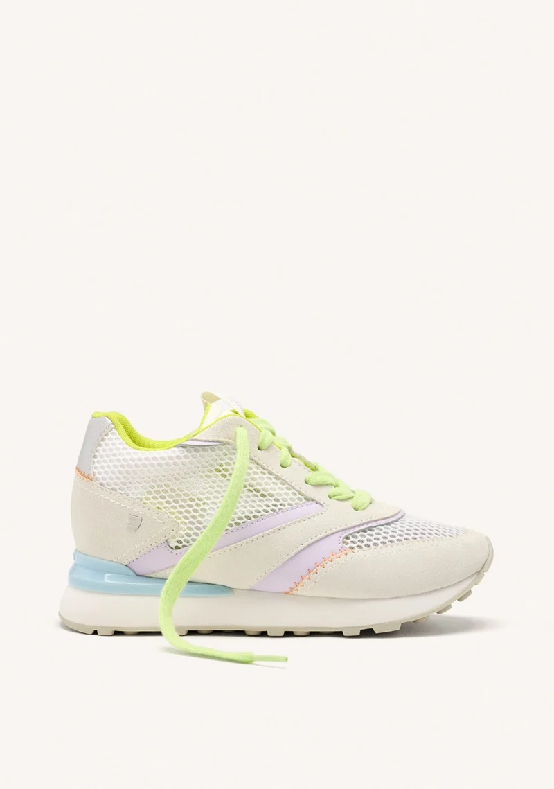 LEATHER AND MESH WEDGE SNEAKERS LARRABEE