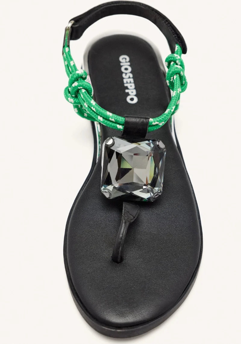 FLAT SANDALS WITH RHINESTONE LEATHER OAKDALE
