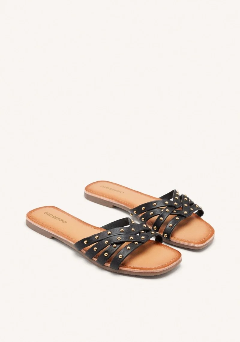 FLAT SANDALS WITH RHINESTONE LEATHER HOPEDALE
