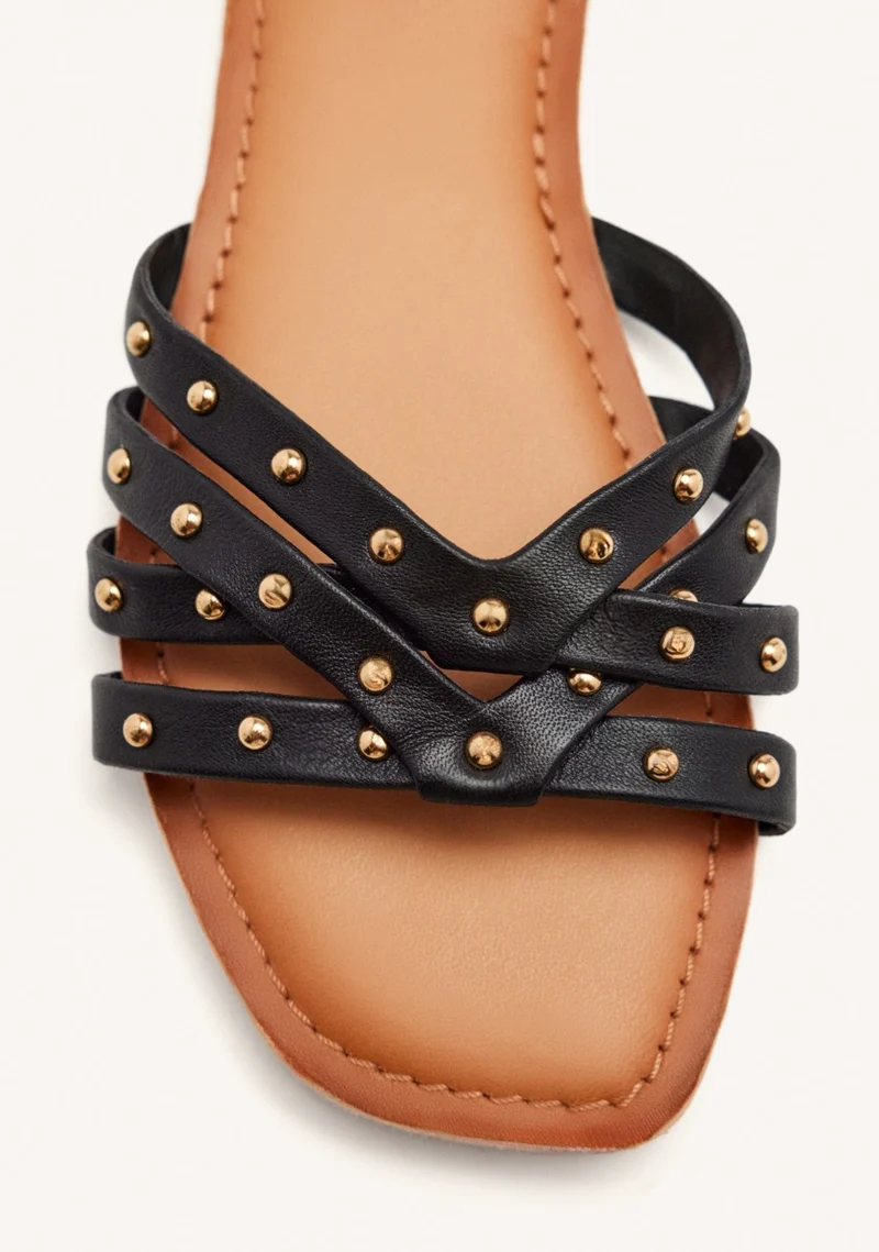 FLAT SANDALS WITH RHINESTONE LEATHER HOPEDALE