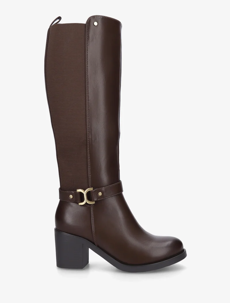 Bottes élastiquées à boucle métal - Marron