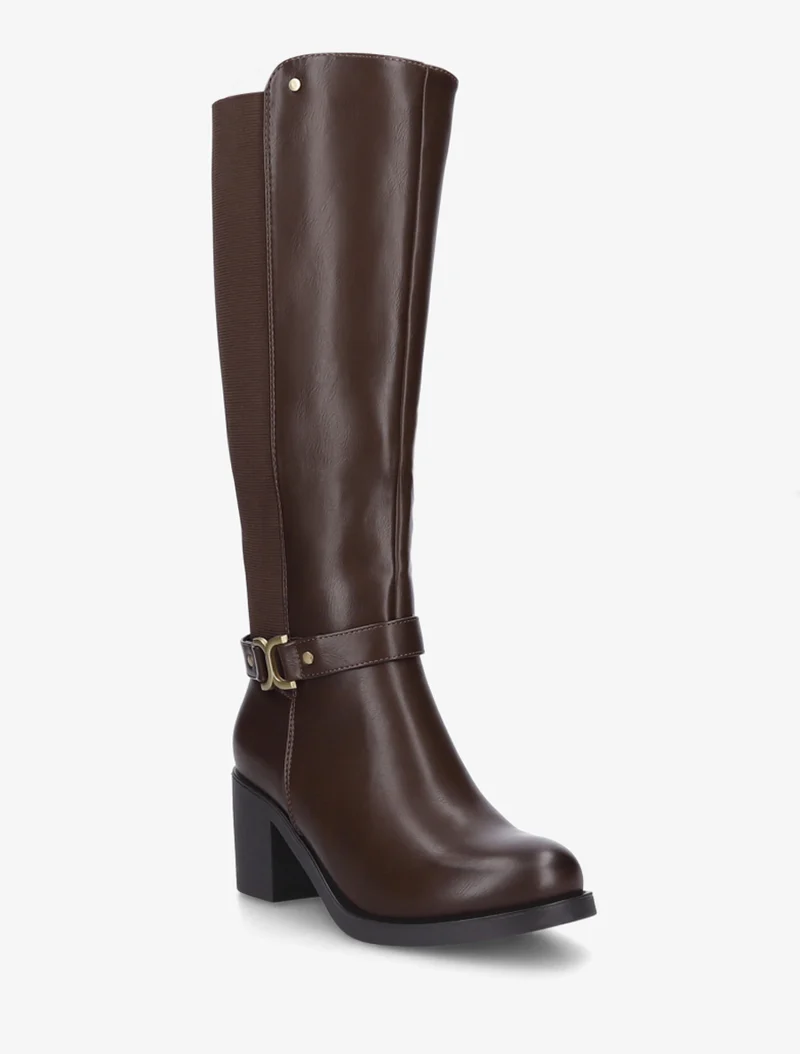 Bottes élastiquées à boucle métal - Marron