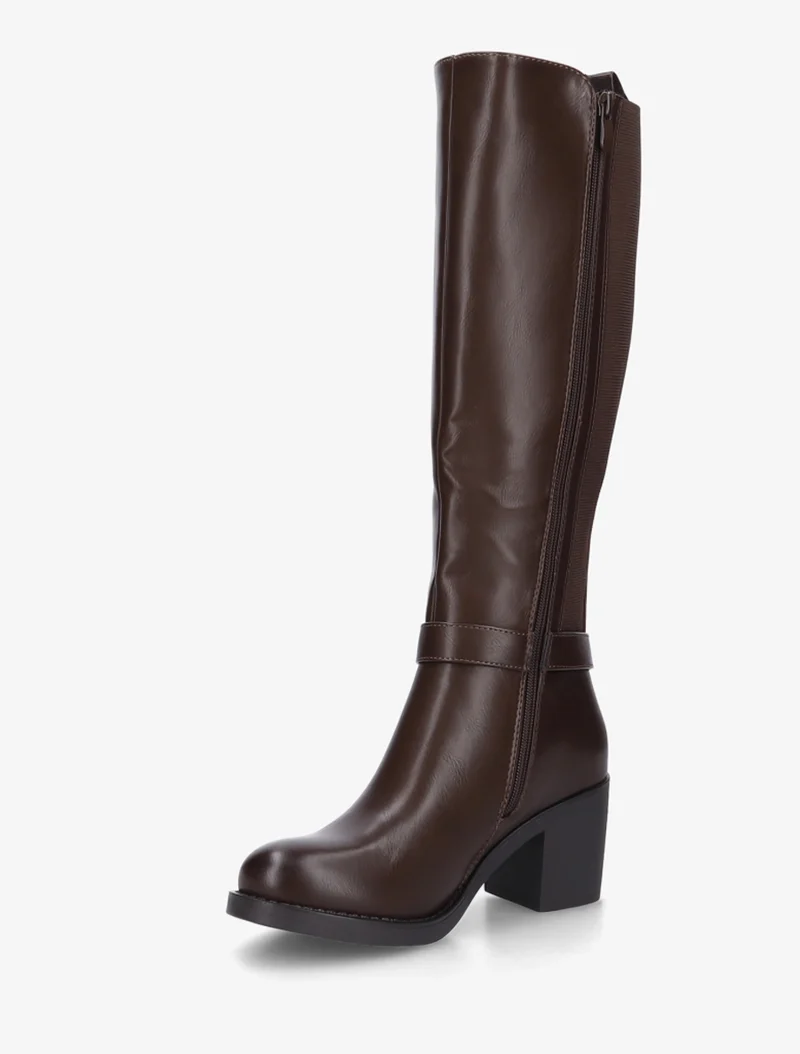 Bottes élastiquées à boucle métal - Marron