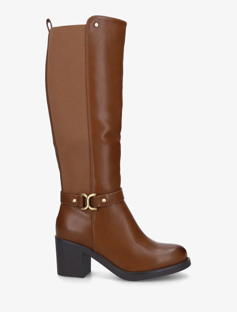 Bottes élastiquées à boucle métal - Camel