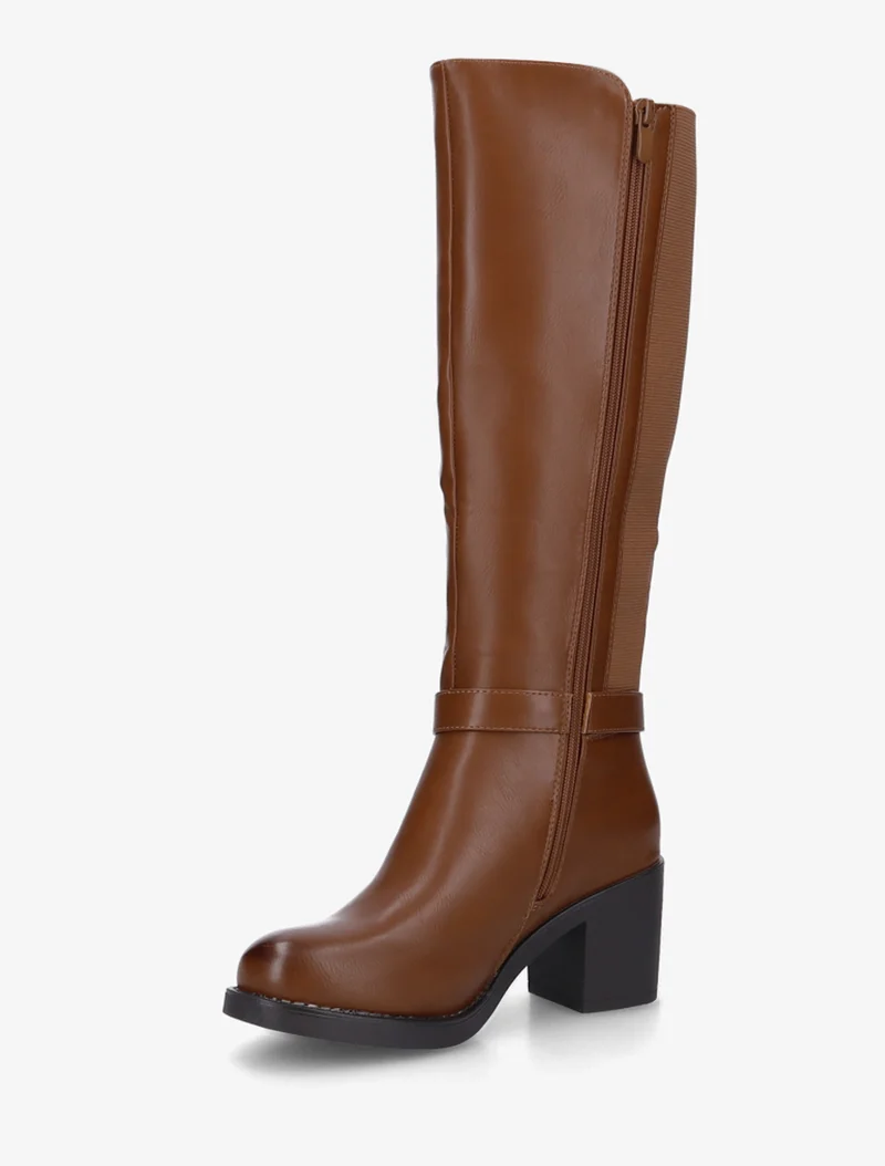 Bottes élastiquées à boucle métal - Camel