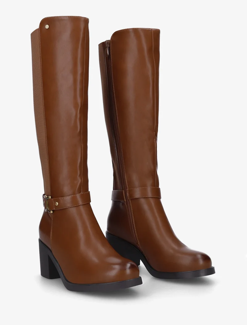 Bottes élastiquées à boucle métal - Camel