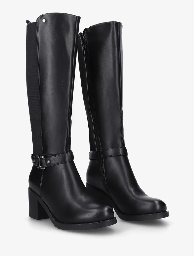 Bottes élastiquées à boucle métal - Noir