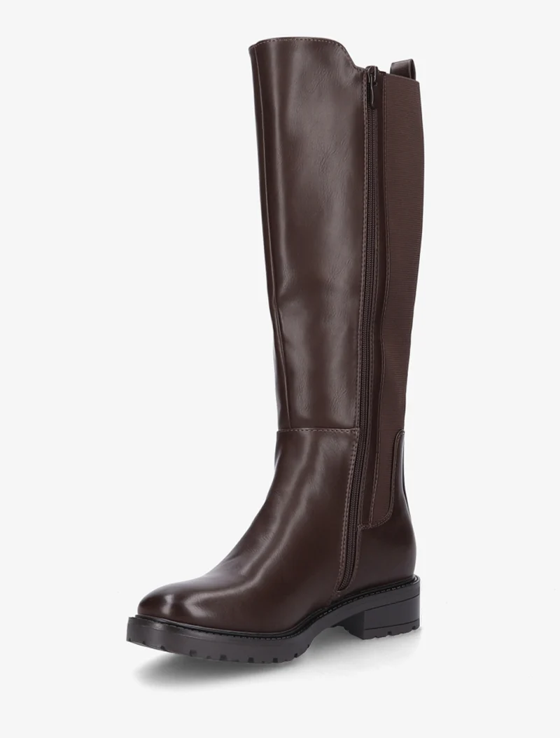 Bottes élastiquées en simili à semelle crantée - Marron