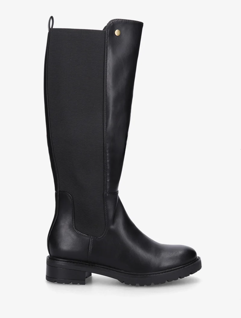 Bottes élastiquées en simili à semelle crantée - Noir