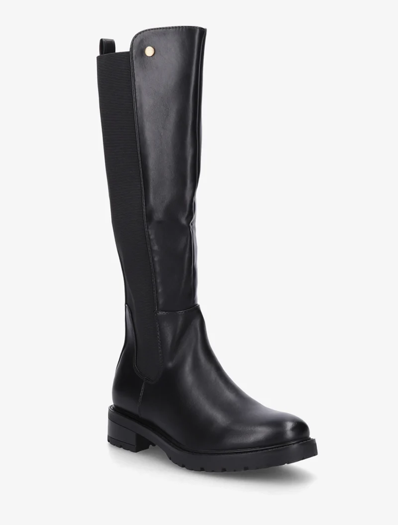 Bottes élastiquées en simili à semelle crantée - Noir