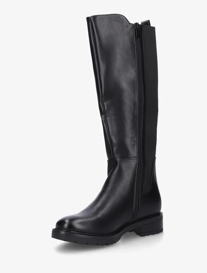 Bottes élastiquées en simili à semelle crantée - Noir