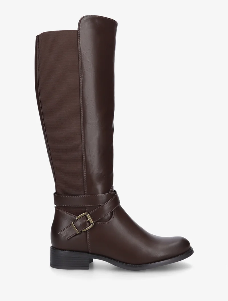Bottes élastiquées à sangle et boucle - Marron