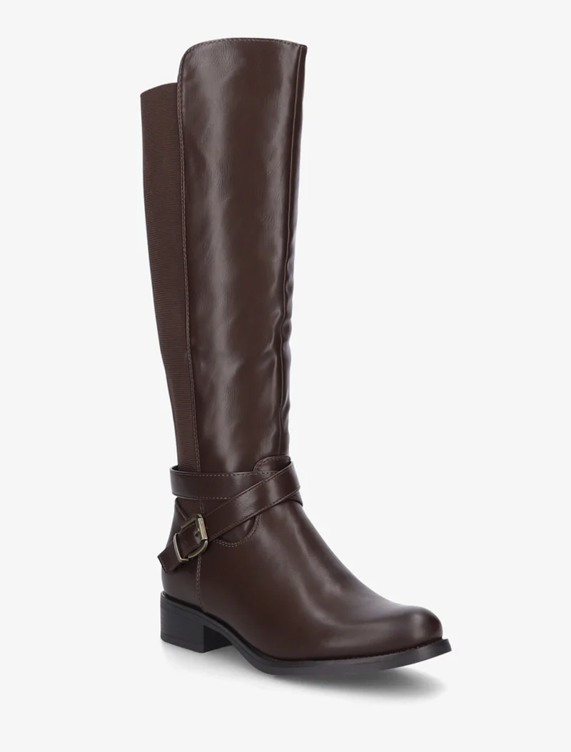 Bottes élastiquées à sangle et boucle - Marron