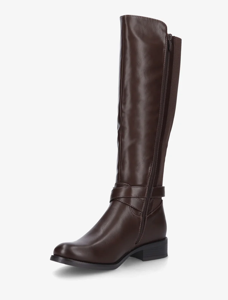 Bottes élastiquées à sangle et boucle - Marron