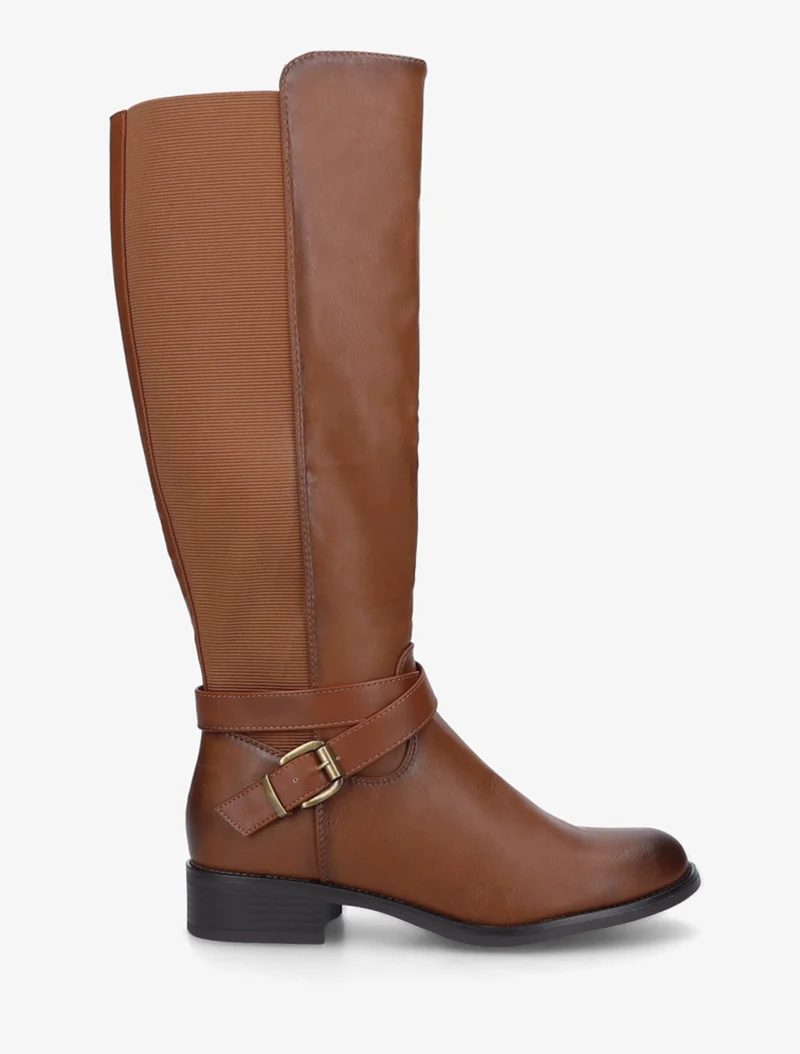 Bottes élastiquées à sangle et boucle - Camel