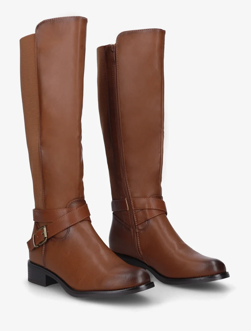 Bottes élastiquées à sangle et boucle - Camel